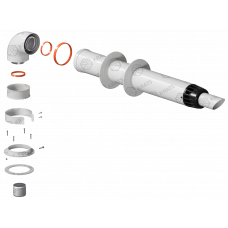 Комплект дымохода KRATS D60/100 L1000 мм универсальный, рабочая длина 750мм, антиобледенительное исполнение, косой пластиковый черный наконечник