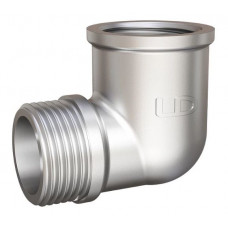 Угол 90 гр Pride DN25 (1"), ВР/НР, латунь никель LD