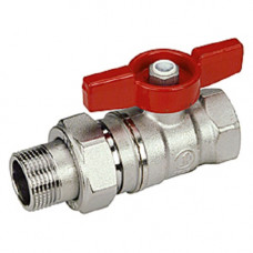Кран шаровой Giacomini 1/2", ВР-"американка", красн. бабочка, хром