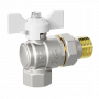 Кран шаровой LD Pride 1/2", ВР-"американка", угловой, черн. бабочка, никель