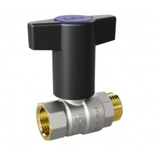 Кран шаровой LD Pride 3/4", ВР-НР, черн. высокая ручка, никель