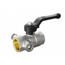 Кран шаровой LD Pride 1/2", ВР, с дренажем и воздухоотводчиком, черн. рычаг