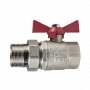 Кран шаровой Kromwell 1 1/4", ВР-"американка", красн. бабочка, никель