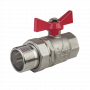 Кран шаровой Kromwell 1 1/4", ВР-"американка", красн. бабочка, никель