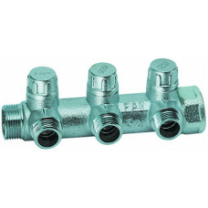 Коллектор запорный 3/4", ВР-НР, 3 отвода 1/2"EU, НР, (аналог FK 3879 341203) FAR