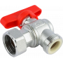 Кран шаровой FAR 3/4"EU(TP)-3/4", НР-накидная гайка EPDM, угловой, красн. бабочка, хром