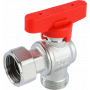 Кран шаровой FAR 3/4"EU(TP)-3/4", НР-накидная гайка EPDM, угловой, красн. бабочка, хром