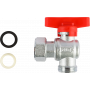 Кран шаровой FAR 3/4"EU(TP)-3/4", НР-накидная гайка EPDM, угловой, красн. бабочка, хром