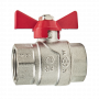 Кран шаровой Kromwell 3/4", ВР, красн. бабочка, никель