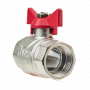 Кран шаровой Kromwell 3/4", ВР, красн. бабочка, никель