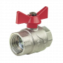 Кран шаровой Kromwell 1", ВР, красн. бабочка, никель