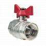 Кран шаровой Kromwell 1", ВР, красн. бабочка, никель