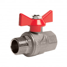 Кран шаровой Kromwell 1/2", ВР-НР, красн. бабочка, никель