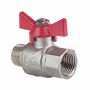 Кран шаровой Kromwell 1/2", ВР-НР, красн. бабочка, никель