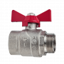 Кран шаровой Kromwell 1", ВР-НР, красн. бабочка, никель