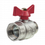 Кран шаровой Kromwell 1", ВР-НР, красн. бабочка, никель
