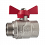 Кран шаровой Kromwell 1", ВР-НР, красн. бабочка, никель