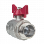 Кран шаровой Kromwell 1", ВР-НР, красн. бабочка, никель
