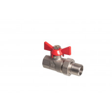Кран шаровой Kromwell 1/2", ВР-"американка", красн. бабочка, никель
