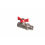 Кран шаровой Kromwell 1/2", ВР-"американка", красн. бабочка, никель