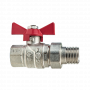Кран шаровой Kromwell 1/2", ВР-"американка", красн. бабочка, никель
