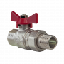 Кран шаровой Kromwell 1/2", ВР-"американка", красн. бабочка, никель