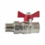 Кран шаровой Kromwell 1/2", ВР-"американка", красн. бабочка, никель