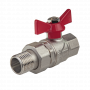 Кран шаровой Kromwell 1/2", ВР-"американка", красн. бабочка, никель