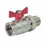 Кран шаровой Kromwell 3/4", ВР-"американка", красн. бабочка, никель