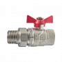 Кран шаровой Kromwell 3/4", ВР-"американка", красн. бабочка, никель