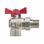 Кран шаровой Kromwell 1/2", ВР-"американка", угловой, красн. бабочка, никель