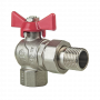 Кран шаровой Kromwell 1/2", ВР-"американка", угловой, красн. бабочка, никель