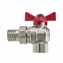 Кран шаровой Kromwell 1/2", ВР-"американка", угловой, красн. бабочка, никель