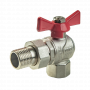 Кран шаровой Kromwell 1/2", ВР-"американка", угловой, красн. бабочка, никель