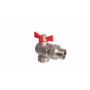 Кран шаровой Kromwell 3/4", ВР-"американка", угловой, красн. бабочка, никель