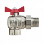 Кран шаровой Kromwell 3/4", ВР-"американка", угловой, красн. бабочка, никель