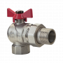 Кран шаровой Kromwell 3/4", ВР-"американка", угловой, красн. бабочка, никель