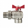 Кран шаровой Kromwell 3/4", ВР-"американка", угловой, красн. бабочка, никель
