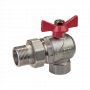 Кран шаровой Kromwell 3/4", ВР-"американка", угловой, красн. бабочка, никель