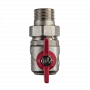 Кран шаровой Kromwell 3/4", ВР-"американка", угловой, красн. бабочка, никель