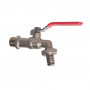 Кран шаровой Kromwell 1/2", НР, для садового шланга, красн. рычаг , никель