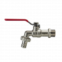 Кран шаровой Kromwell 1/2", НР, для садового шланга, красн. рычаг , никель