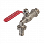 Кран шаровой Kromwell 1/2", НР, для садового шланга, красн. рычаг , никель