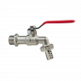 Кран шаровой Kromwell 1/2", НР, для садового шланга, красн. рычаг , никель