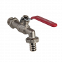 Кран шаровой Kromwell 1/2", НР, для садового шланга, красн. рычаг , никель