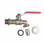 Кран шаровой Kromwell 1/2", НР, для садового шланга, красн. рычаг , никель
