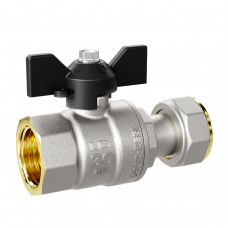 Кран шаровой LD Pride 1/2", ВР-накидная гайка, черн. бабочка, никель