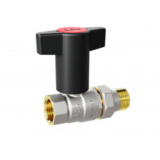 Кран шаровой LD Pride 3/4", ВР-"американка", черн. высокая ручка, никель