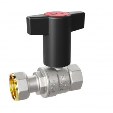 Кран шаровой LD Pride 3/4", ВР-накидная гайка, черн. высокая ручка, никель