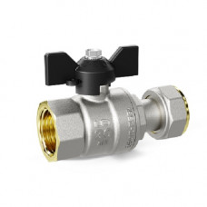 Кран шаровой LD Pride 3/4", ВР-накидная гайка, черн. бабочка, никель